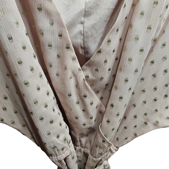 Lulus Delight at Dawn Gold and Mauve Print Surplice Romper Small - Picture 10 of 13